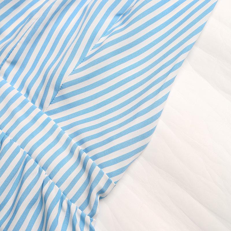 2026 Summer Resort Striped Cross-Backless Jumpsuit