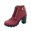 Fashion Women Boots Lace Up Ankle Boots Spring Fashion Outdoor Pumps Boots Black Buckle High Heel Boot Plus Size Platform Women Shoes