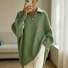 2026 Fall Winter Solid Color Long Sleeve Knit Sweater Women Loose Oversized Turtleneck Collar Pullover