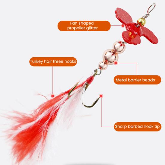 5Pcs Metal Baits Fishing Lures with Treble Hook Bright Color Compact Design Portable Rotating Sequins Crankbait for Bass Trout Perch