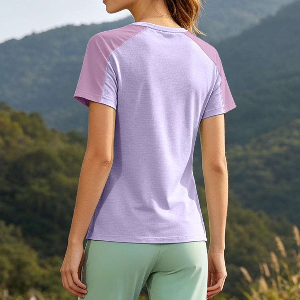 Women Outdoor Sports Breathable Sweat Absorption Short Sleeve Shirt High Elastic Quick Dry Loose Fit Fitness T Shirt Suitable for Training