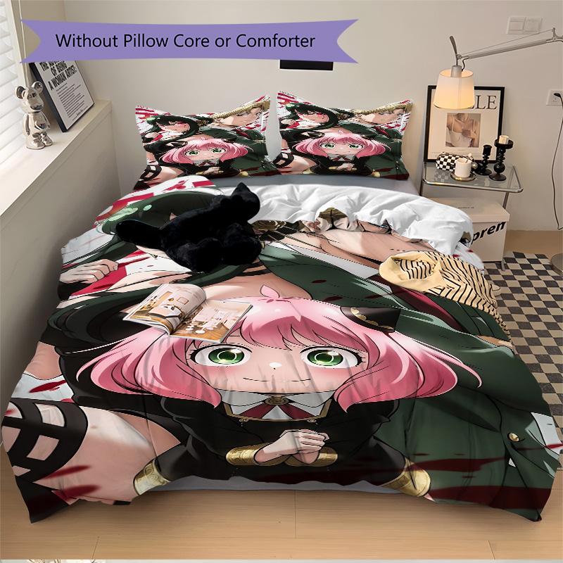 Spy X Family Teamwork Print 3Pcs Bedding Setduvet Cover With 2 Bedropillowcase Home Birthday Gift