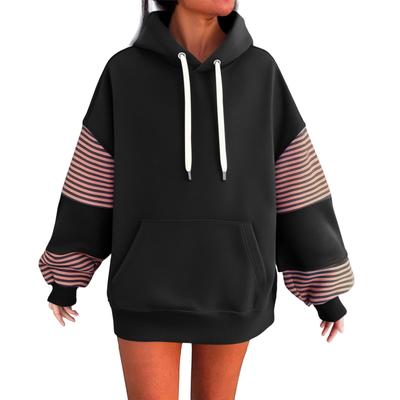 Damen Modischer Lässiger Einfarbiger Langärmliger Kapuzen-Kängurutasche Pullover Sweater Sweatshirt Top