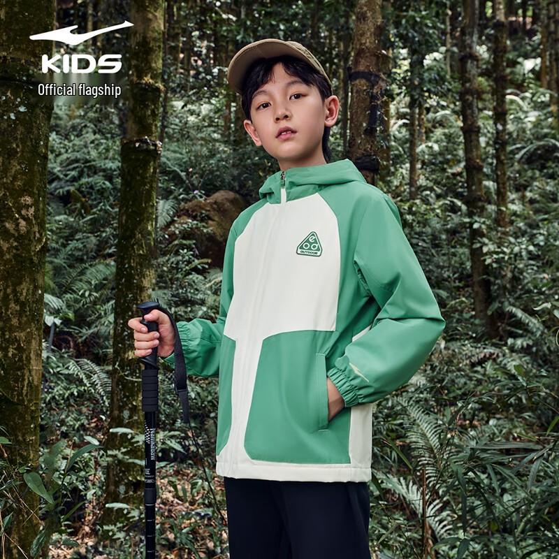 ERKE Kids  Autumn 2024 Thickened Hooded Windbreaker 150