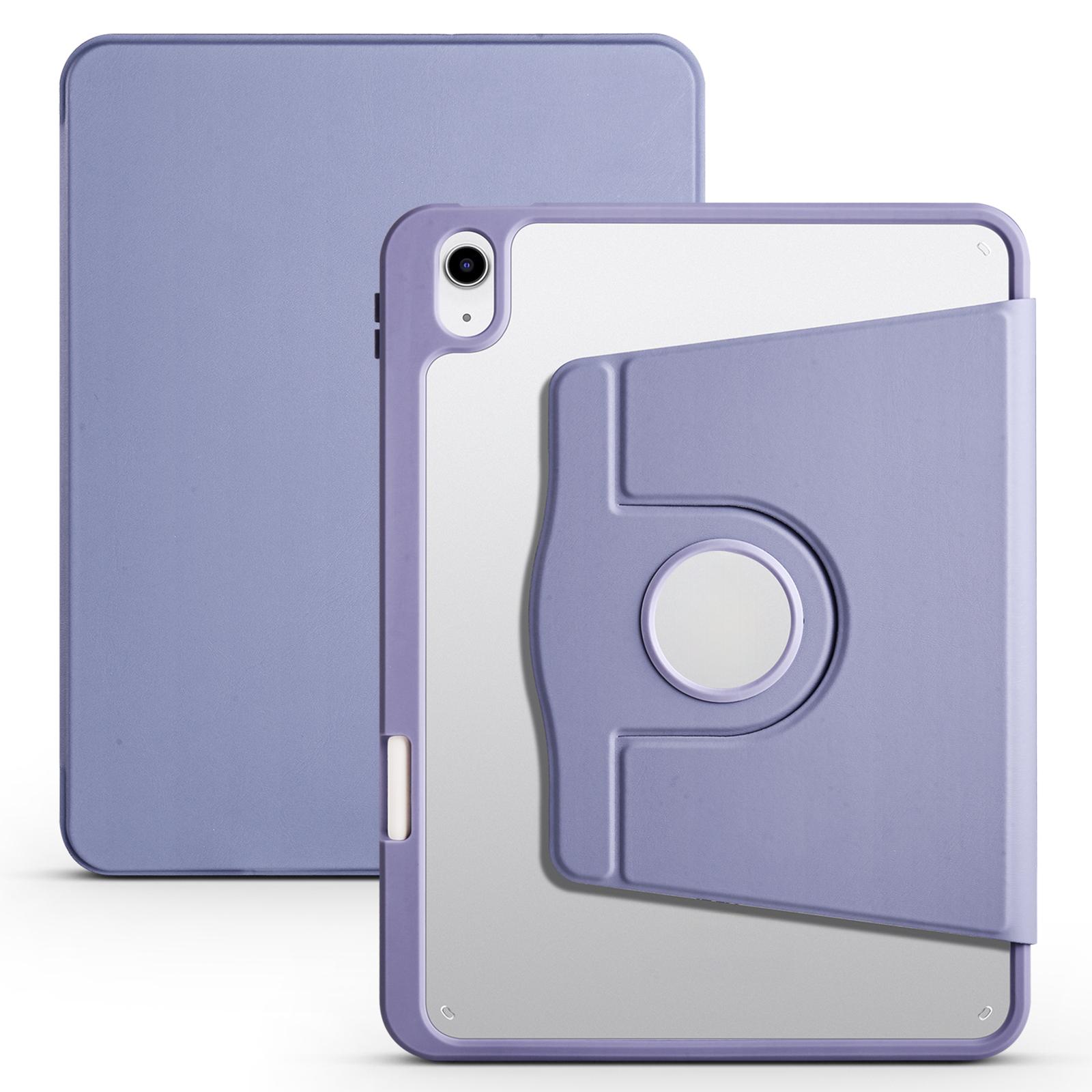 

For iPad Air 13 (2025)/(2024) Case with Pen Holder PU Leather+Acrylic Rotating Stand Tablet Cover Purple