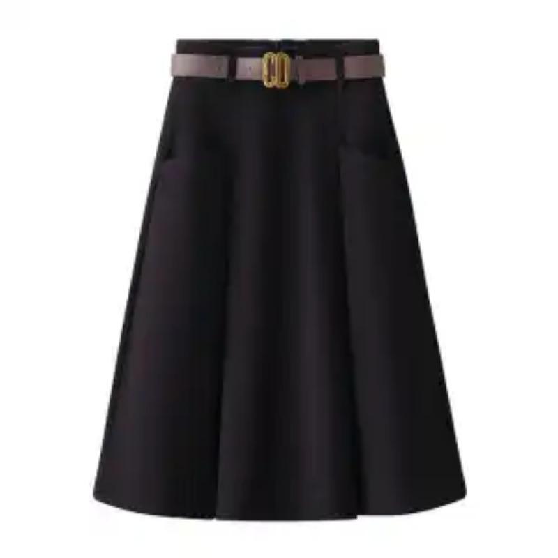 Autumn and Winter Woolen Skirt for Women A-line Large Umbrella Skirt 2025 New High-waisted Slim Mid-length Woolen Pleated