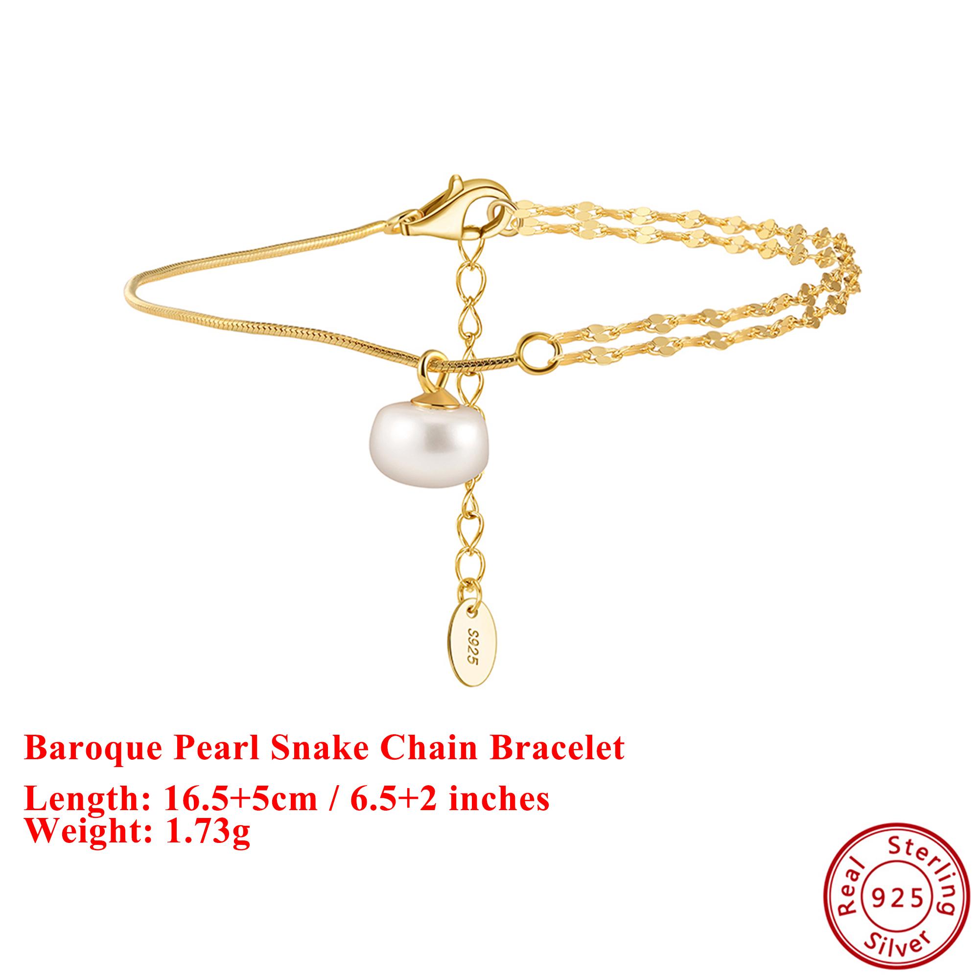 

EFFIE QUEEN 100% 925 Sterling Silver 14k Gold Baroque Snake Chain Bracelet Luxury Jewelry for Women Wedding Party Banquet GPB30