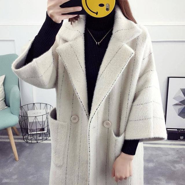 Осень-зима женский трикотажный кардиган из искусственной норки свитер пальто женские мягкие бархатные свитера утепленная вязаная куртка Cosaco M 7187₽