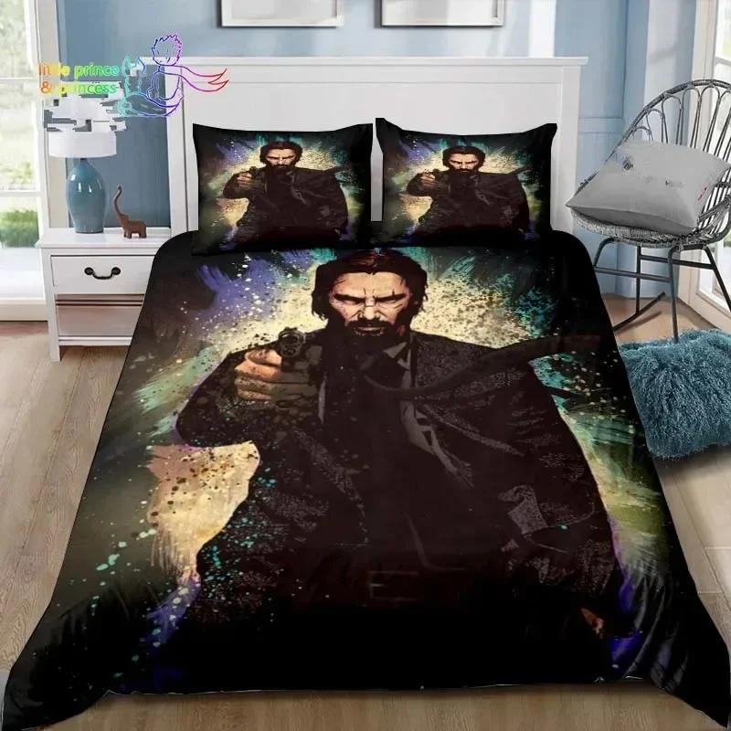 Thriller Film John Wick Bedding Set Single Twin Full Queen King Size Bed Set Adult Kid Bedroom Bedding Gift