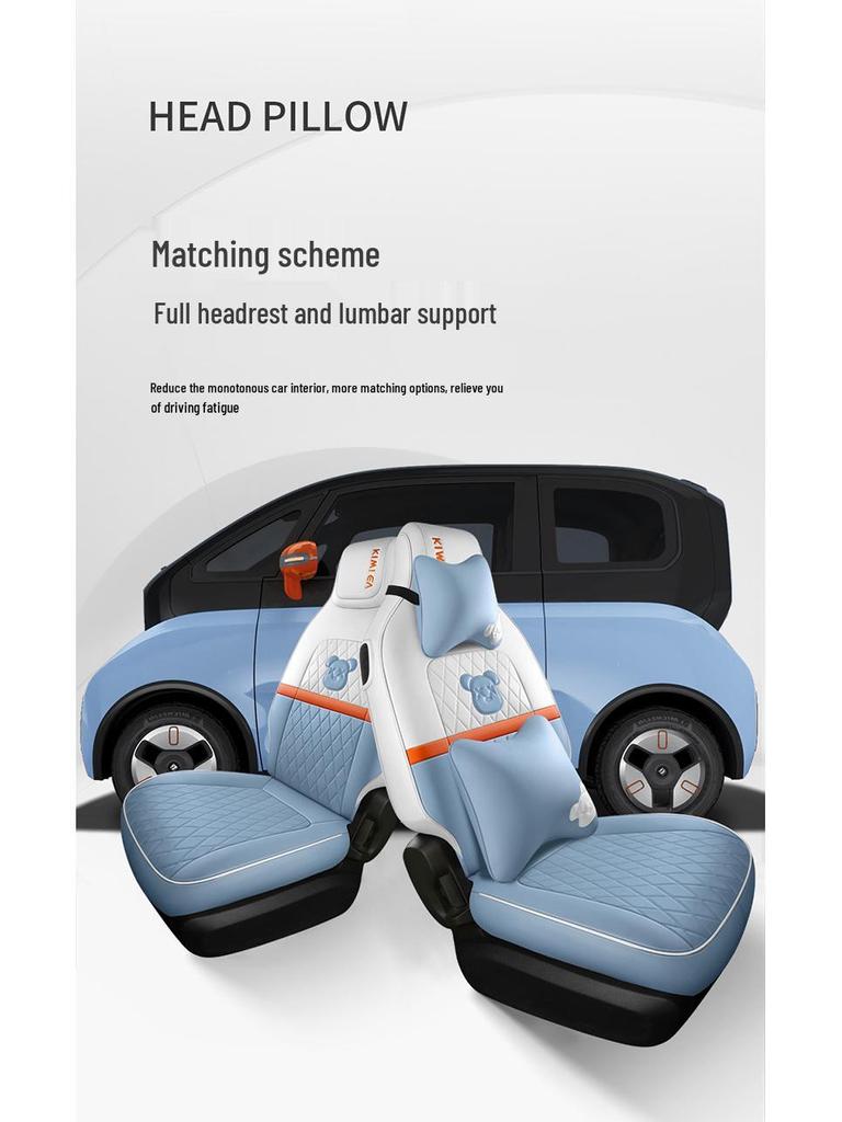 Cartoon Car Seat Cushion for Baojun EV5 with Leather Seat Cover