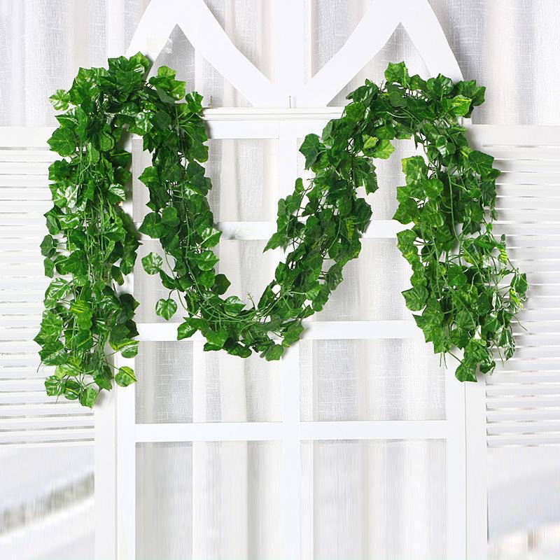Artificial Plant Creeper Silk Green Leaves Rattan for Home Decoration Background Wall Fake Plants Houseplant Wedding Arch Decor