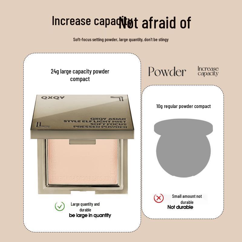 QXQY Asian Fun Elf Soft Focus Matte Setting Powder - Long-Lasting Lightweight Finish.