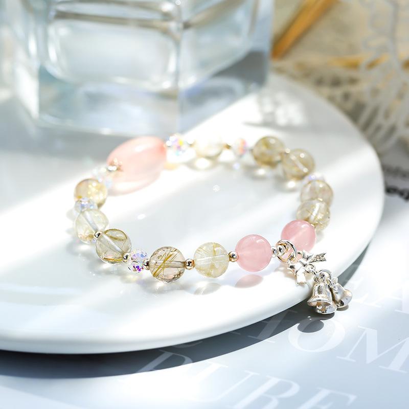 

Браслет из натурального желтого кристалла с кристаллами, женский дизайн ручной работы, браслет с желтыми кристаллами, одно кольцо, ювелирные изделия, серебро 925 пробы, колокольчик