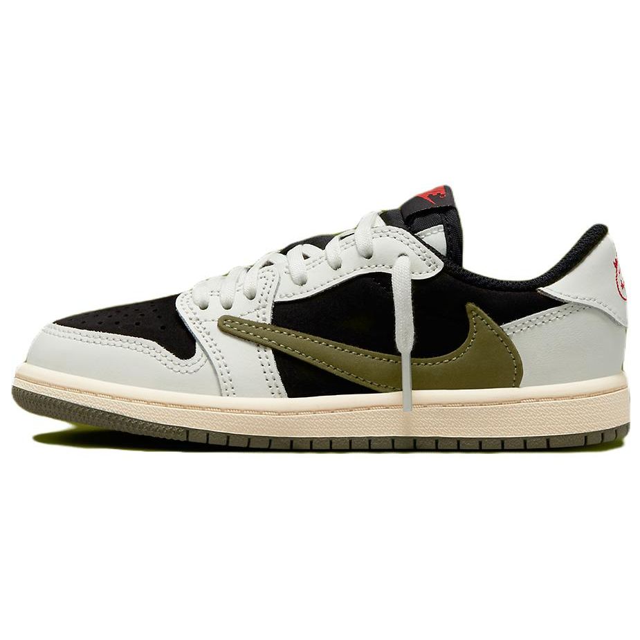 Dětské tenisky Travis Scott x Air Jordan 1 Retro Low OG SP PS Olive White Sail University-Red DZ5909-106