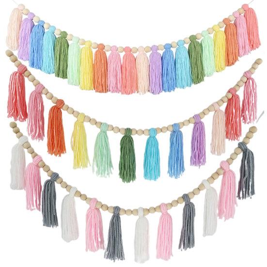 Vintage Style Comfortable Decorative Ornamental Wall Hanging Rainbow Tassel Hanging Tassel