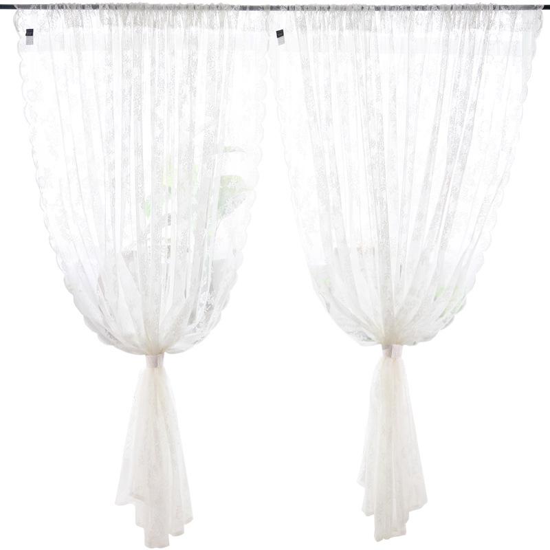 Lace Sheer Jacquard Gauze Curtains for Bedroom or Bay Window - French/Korean/American Pastoral Style, White