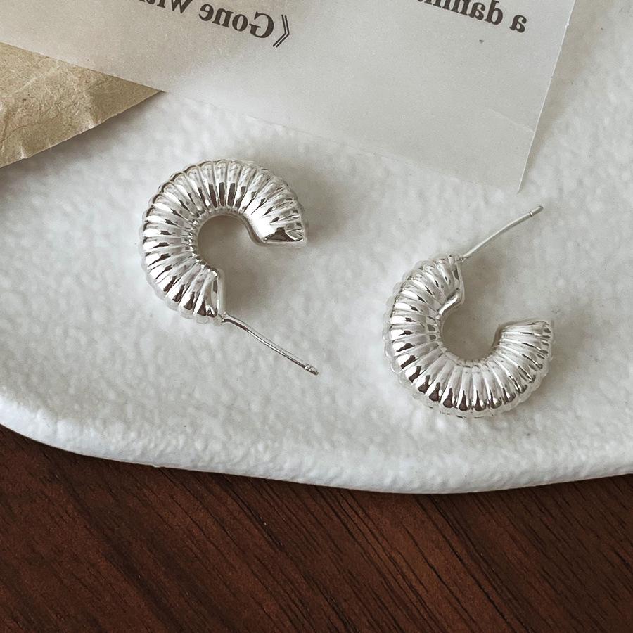 Trendy Geometric Spiral Stud Earrings - Women s Fashionable Hip Hop Style - Semicircle Pattern