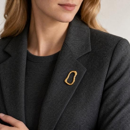 Brooch with Safety Pin, Abstract Irregular Metal Outline Lapel Pin, Versatile Accessory for Collar Cuffs Bags Gift