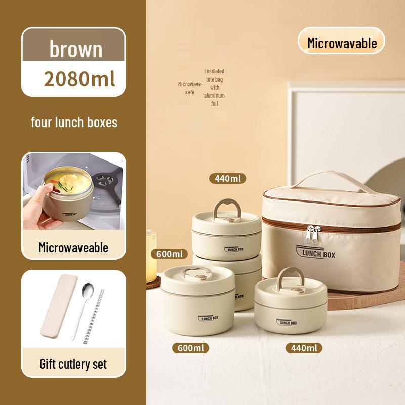 304 Stainless Steel Leak-Proof Multi-Layer Insulated Lunch Box for Office Workers & Students, Microwave Safe & Portable