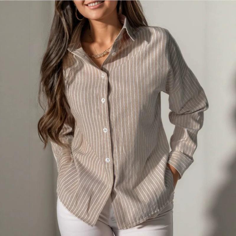Women S Long Sleeve Striped Cardigan Shirt Casual Outerwear S