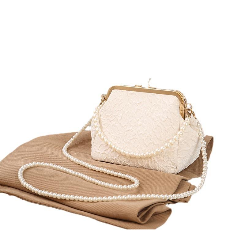 Damen Plissee Muschel Tasche Damen Tasche Umhängetasche Handy Tasche Perlen Handtasche Mini Tasche