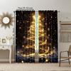 2Pcs Golden Christmas Tree Print Curtains Rod Hole Design For Easy Hanging Perfect For Living Room Bedroom Office Polyester Home