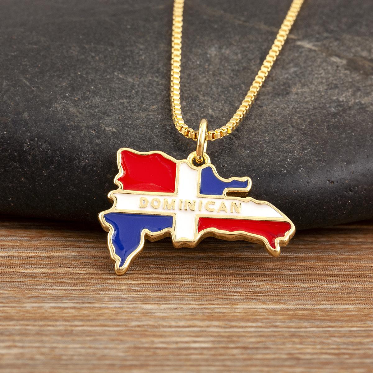 

Nidin Hot Sale Dominican Flag African Continent Map Pendant Necklace For Women Men Copper Zircon Charm Jewelry Fashionable Gifts