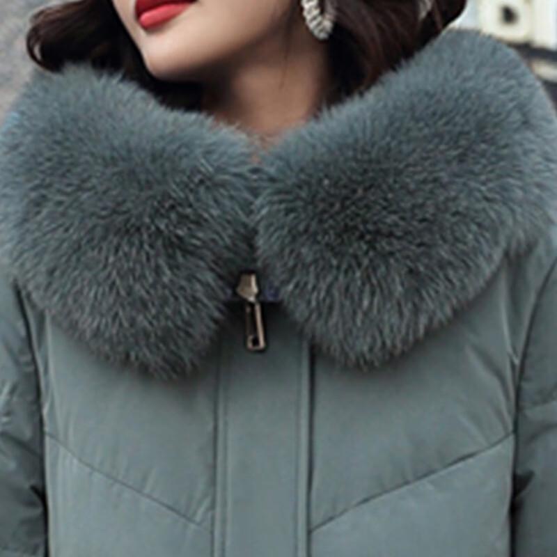 XueZhongFei Women's Long Down Jacket with Detachable Fox Fur Collar