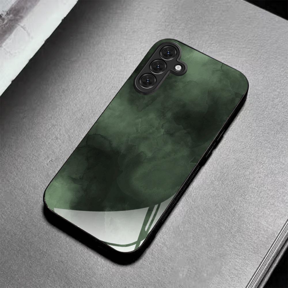 Dunkelgrünes Muster-Glas-Handyhülle geeignet für Samsung GalaxyS26 S25 S24 S23 S22 S21 S20FE/Ultra/Plus Sturzfestes Rückcover