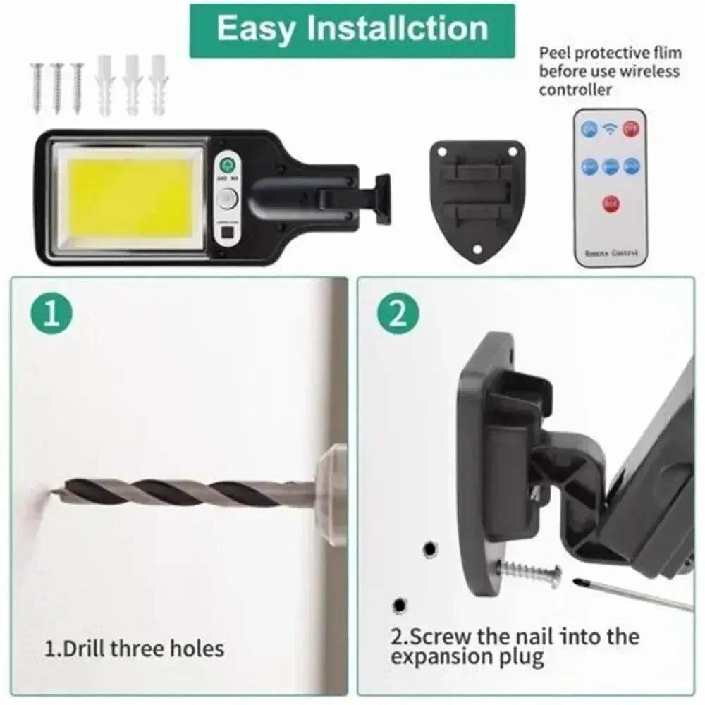 3000lm COB Solar Lights Outdoor Waterproof Motion Sensor Solar Light for Outdoor Solar Lamp Spotlights Wall Street Garden Decoration