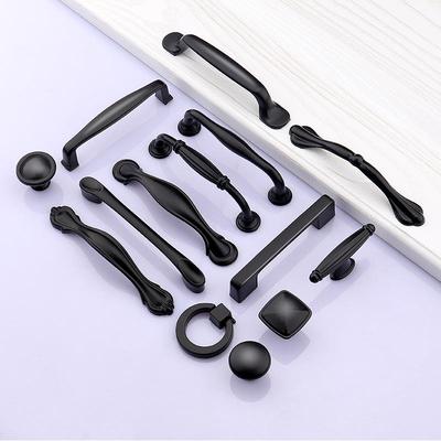 Modern European Aluminum Alloy Handle for Cabinets and Wardrobes, Black Finish