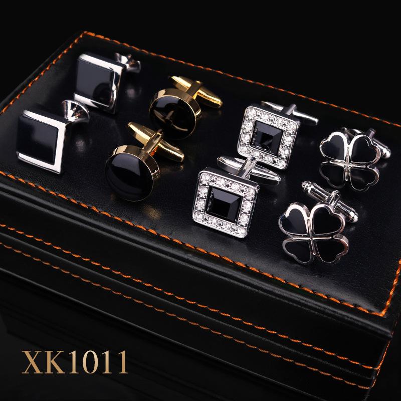 Čtyřdílná dárková sada: Manžetové knoflíčky a spona na kravatu Zlatá Stříbrná Manžetové knoflíčky Knoflíčky do rukávů Spona na kravatu Francouzská košile