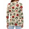 Women's T Shirt Tee Christmas Print Button Long Sleeve Daily Weekend Fashion Basic V- Neck Regular Top