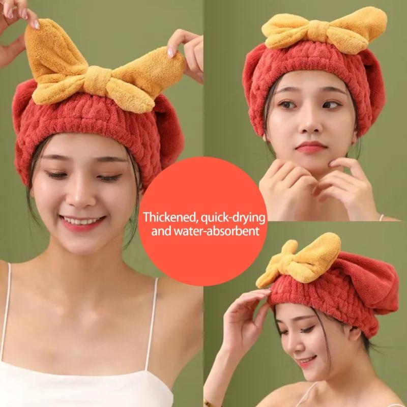 Absorbent Microfiber Hair Towel For Women Quick Drying Soft Bath Turban Elastic Design