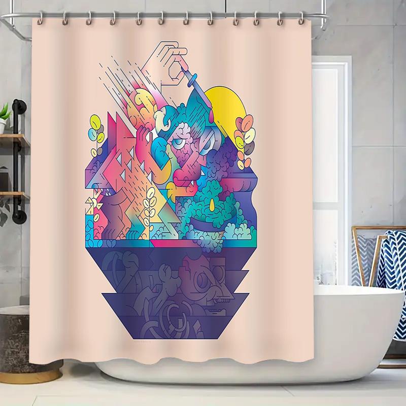 

Bohemian Tapestry Shower Curtain Abstract Art Nature Landscape Backdrop Home Decor 90x180cm