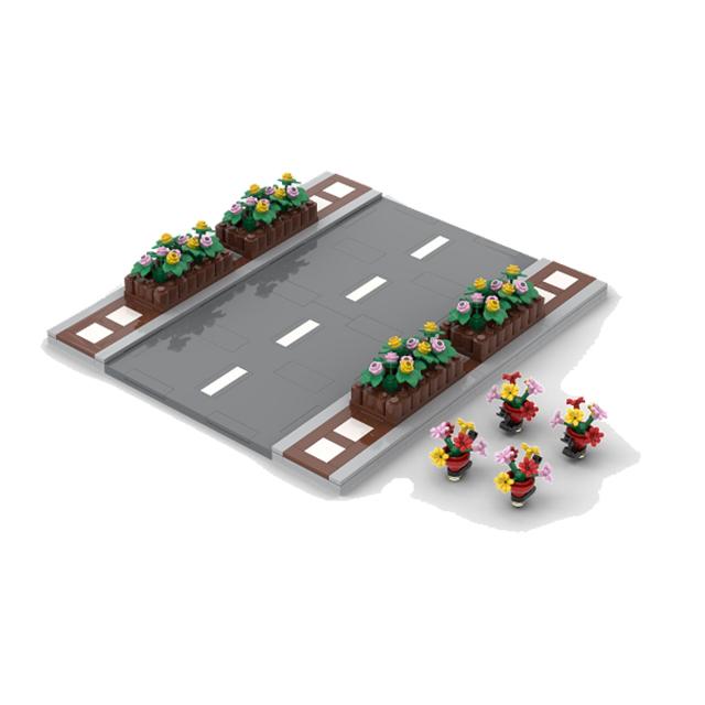 Pedestrian Bridge MOC Playthings Construction Bricks City Traffic Scene Street View Parts Blocks Traffic Motorway Works With City Bricksi
