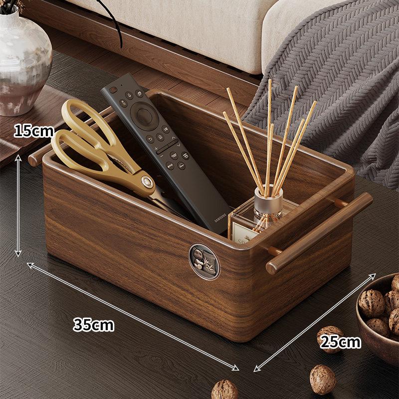 Chinese Style Solid Wood Desktop Organizer: Living Room Storage for Snacks, Keys, Remotes, and Cosmetics