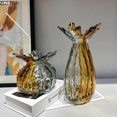 Creative Flower Edge Glass Vase Decorative Flower Arrangement Desk Decoration Crafts Ornaments Floral Vases Room Aesthetic Decor