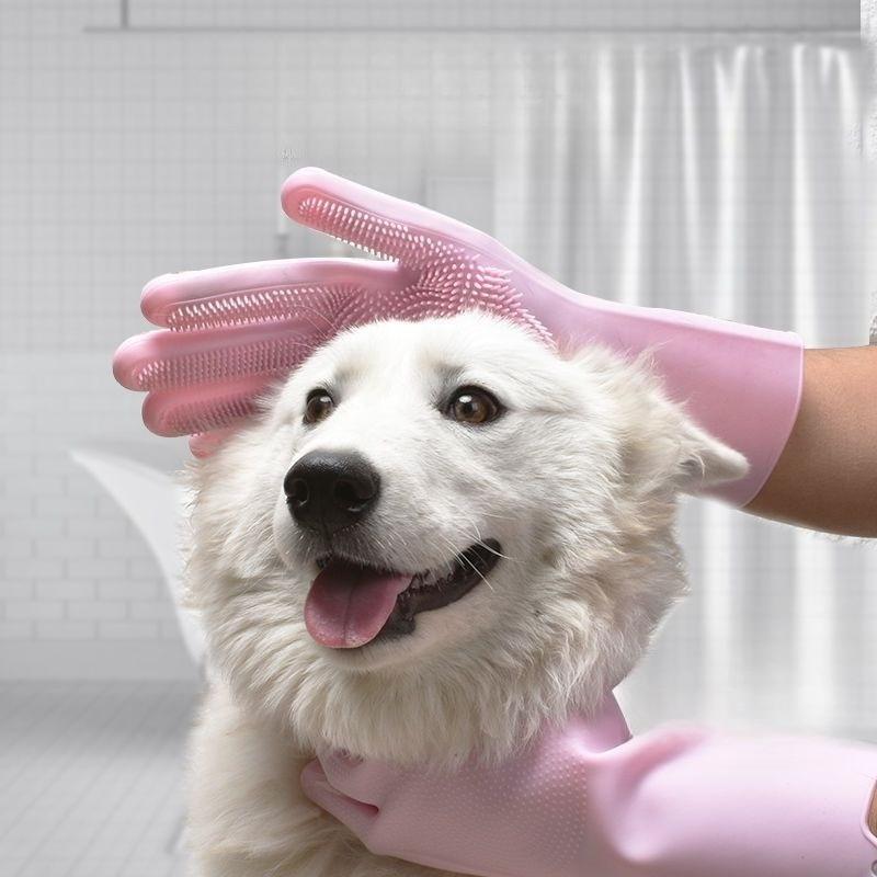 Pet Grooming Gloves Bathing Shampoo Scrubber Magic Glove Soft Silicone Hair Removal Glove Dog Cat Gloves