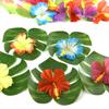 12Pcs Hawaii Artificial Palm Leaf Turtle Back Leaf Jungle Beach Theme Party Flower Arrangement Mat Accessories Cup Mat
