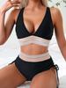 Webbing Deep V Backless Sexy Bikini Set Comfortable Elegant Swimwear