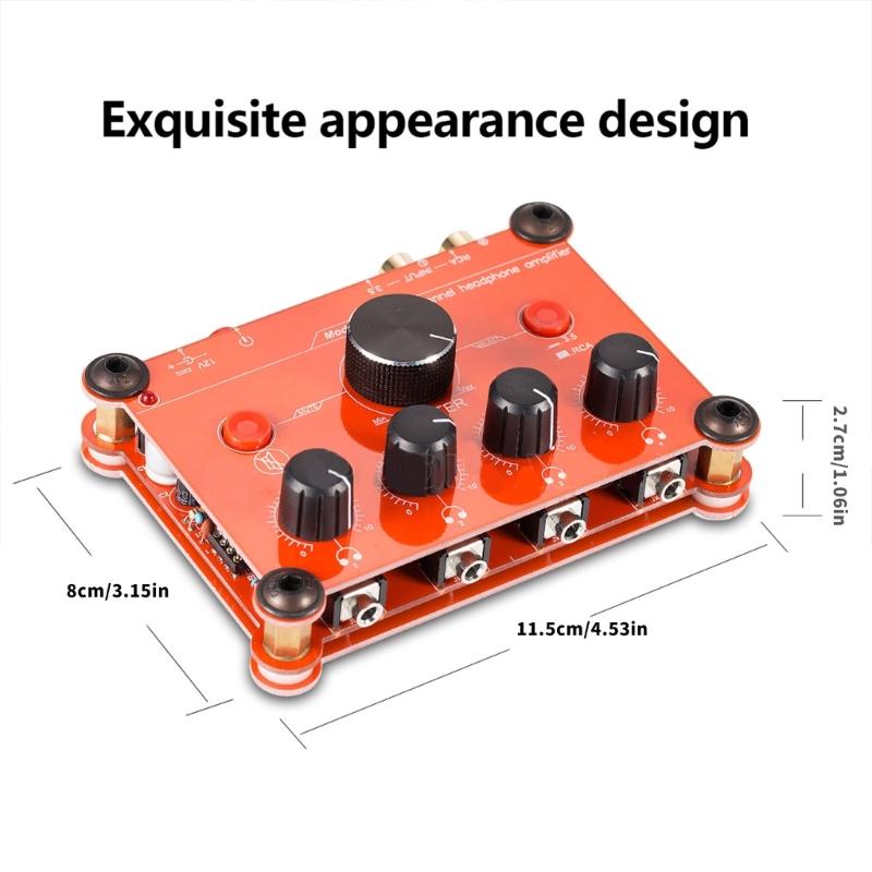 Headphone Amplifier 4 Channel Metal Stereo Sound Earphone Splitter Power Adapter Headphone Distributor Accessories