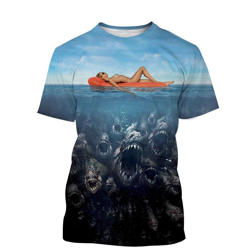 2024 new 3d printing T-shirt unisex diving art casual sweatshirt crew neck street top