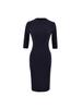 Women's Elegant Ribbed Knit Bodycon Dress - Pink, Long Sleeve, Mid-Length, Summer Style