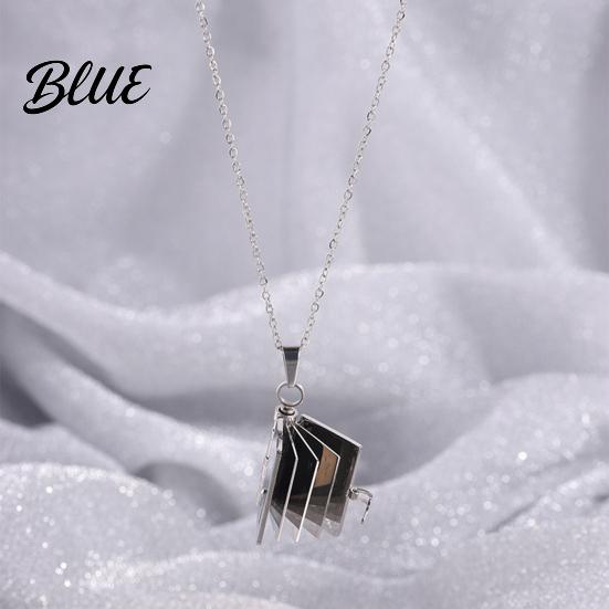 Mini Book Charm Necklace Titanium Steel Openable Pendant Literary Themed