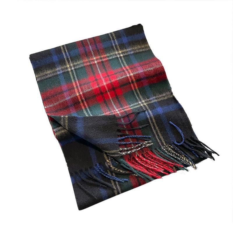 Small wool classic plaid simple winter fringed warm scarf female scarf student style