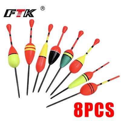 FTK 8pcs/Lot Fishing Float Set Colour Mix Foam Float Carp Fishing Float Fishing Accessories Fishing Gear