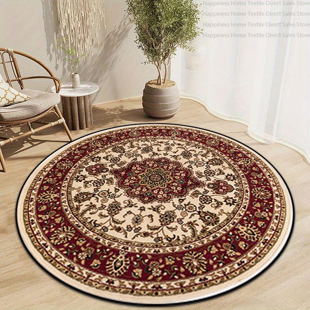 Bohemian Ethnic Style Living Room Round Rug Bedroom Non-slip Machine Washable Bedside Mat Soft Fluffy Decorative Home Carpet