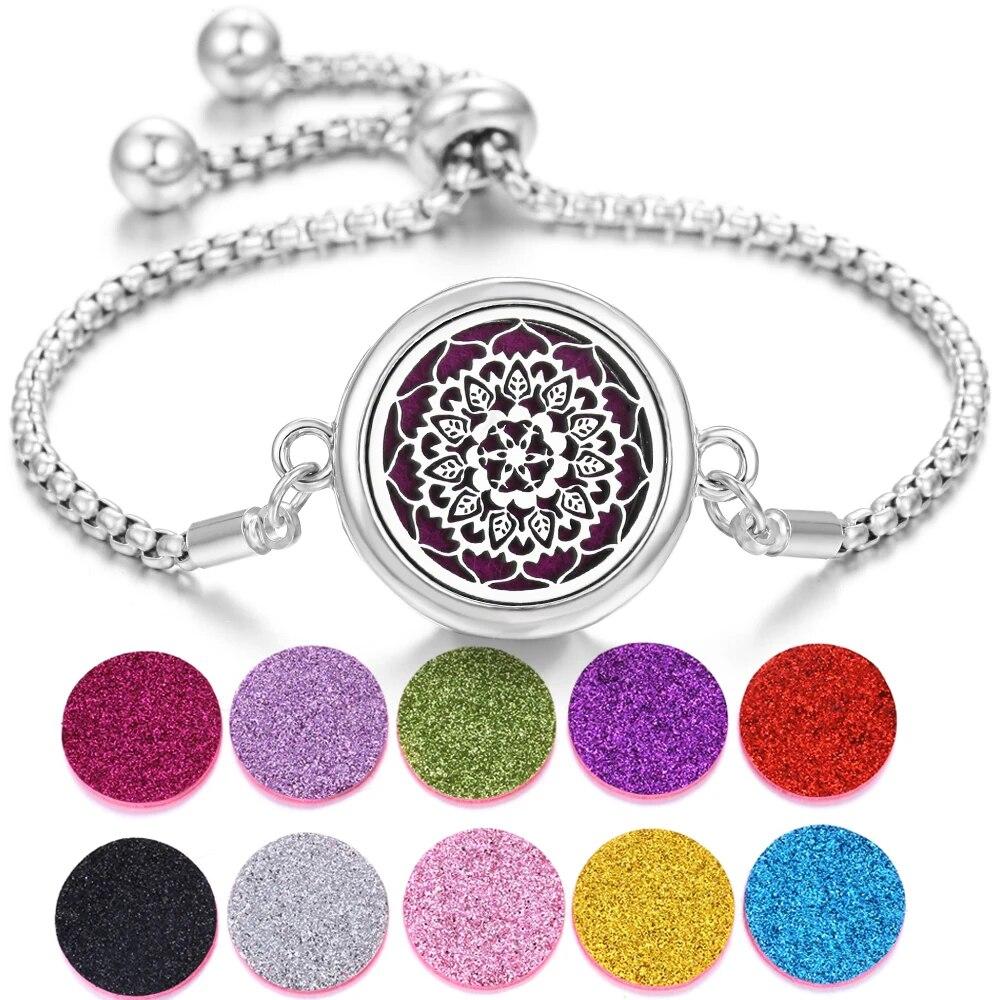 Neue Aromatherapie ätherisches Öl Diffusor Armband Edelstahl Zinklegierung Medaillon Armbänder Aroma Diffusor Parfüm Armband