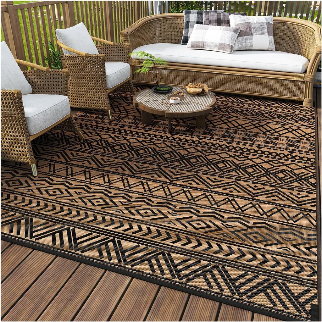 Outdoor Rug Carpet Waterproof 5x8 Outdoor Patio Rug Mat Reverisble Plastic Straw Outdoor Rug
